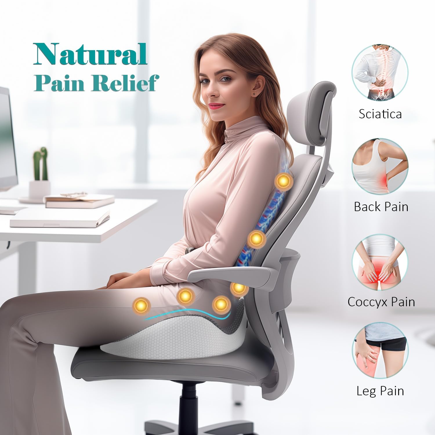 Almofada Cóccix - Conforto absoluto para o bumbum, versatil, casa, carro, escritorio.